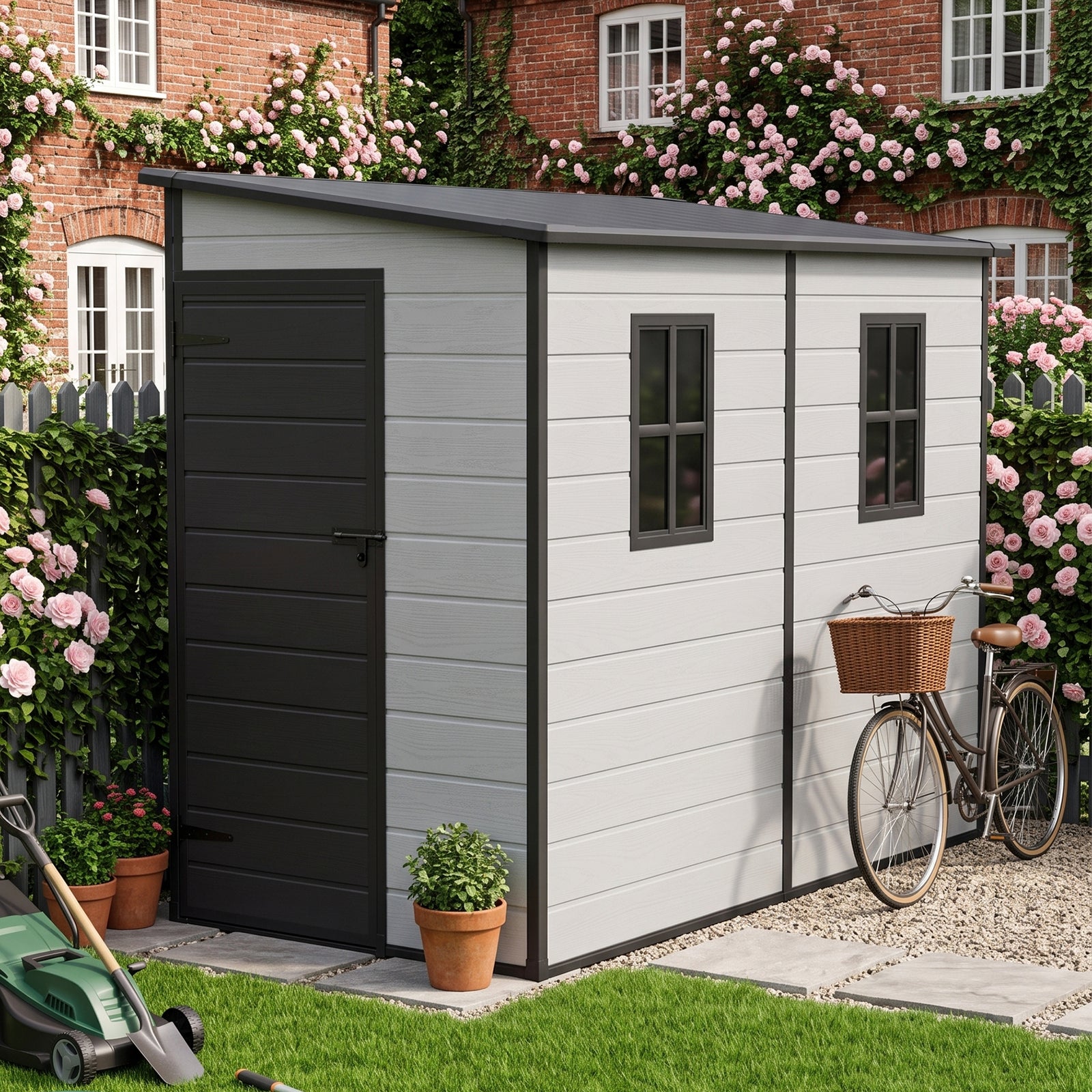 Breeins 8 X 4ft Outdoor Garden Pent Roof Tool Storage Shed