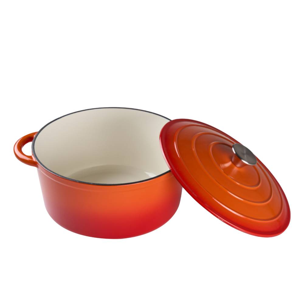 Enameled Cast Iron Dutch Oven With Lid, Heavy-duty Round Casserole Pot, Oven Safe Up To 500°f | 6L | Orange