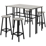 6 Piece Industrial Bar Table Set 2 Breakfast Tables
