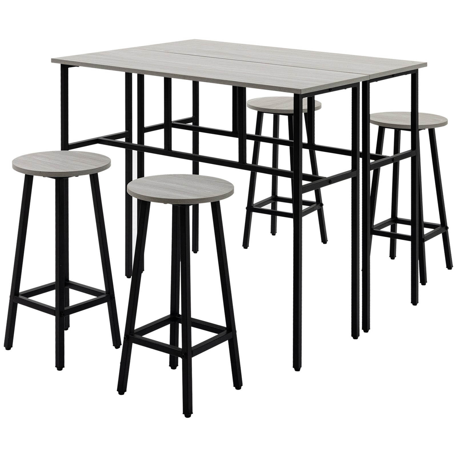 6 Piece Industrial Bar Table Set 2 Breakfast Tables