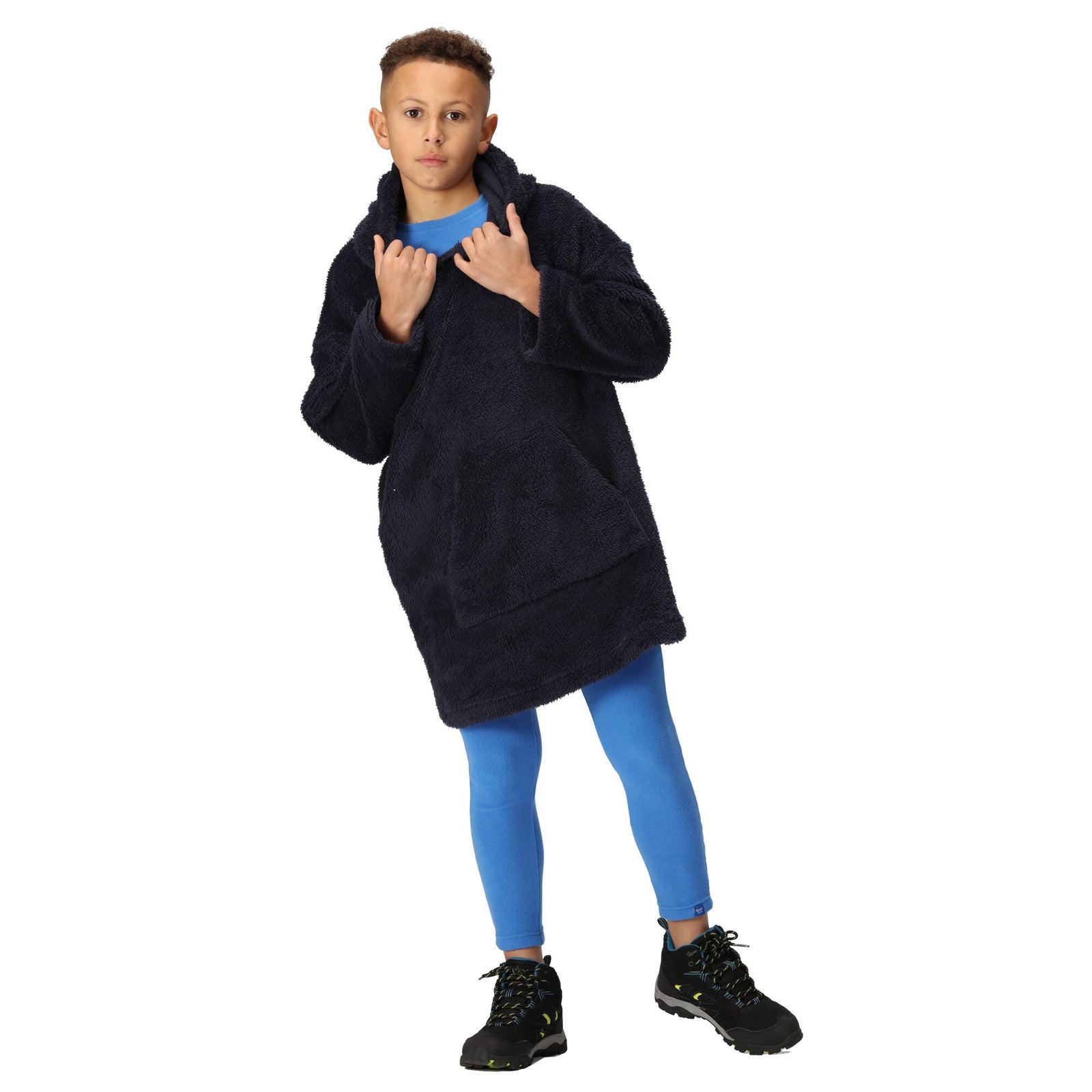 Childrens/kids Cosy Plain Hooded Poncho | 3-5 Years