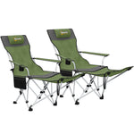 Set Of 2 Reclining Camping Chairs | Green
