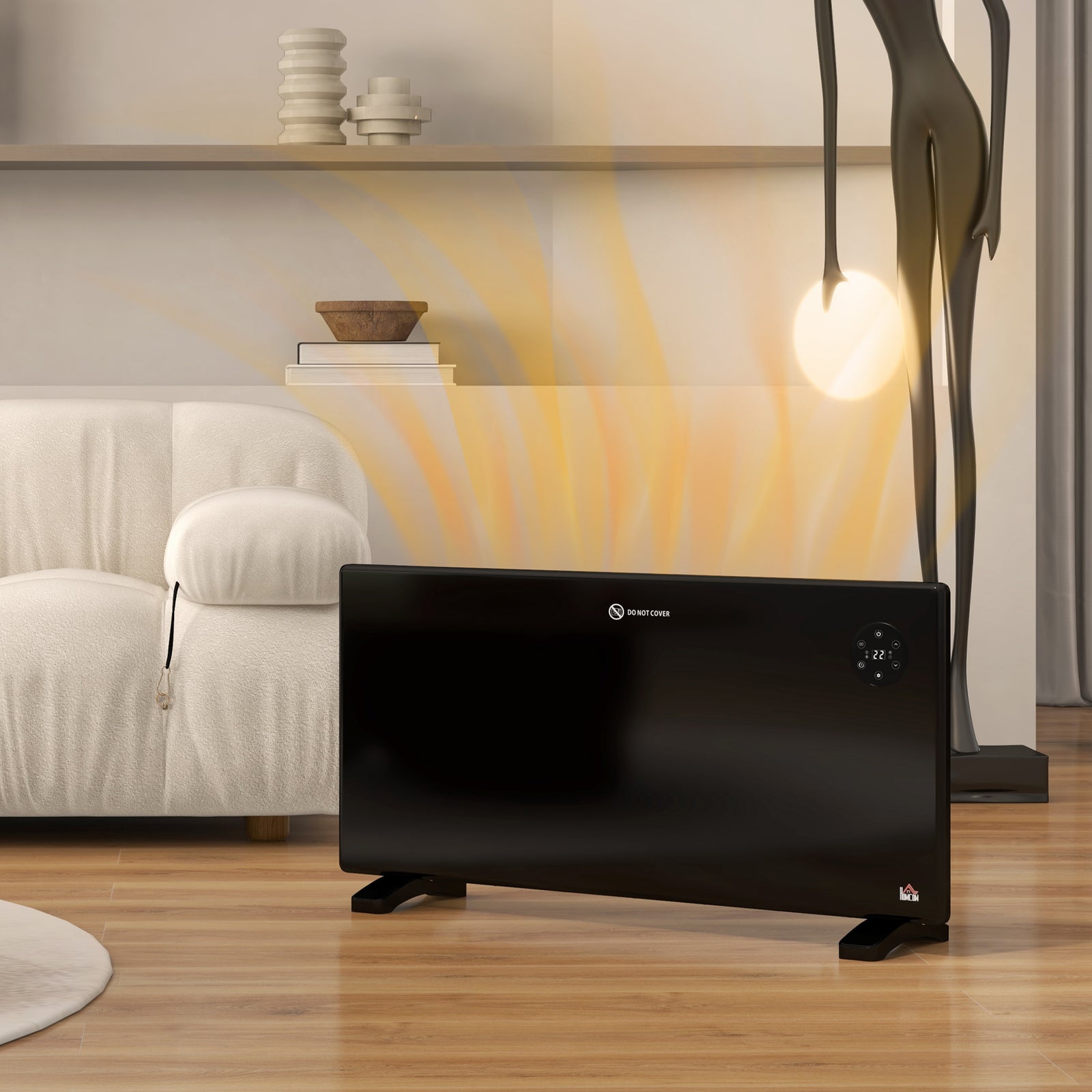 2000w Electric Convector Heater Quiet With Led Display | One Size | Black