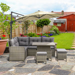 6 Pcs Patio Pe Rattan Furniture Corner Sofa