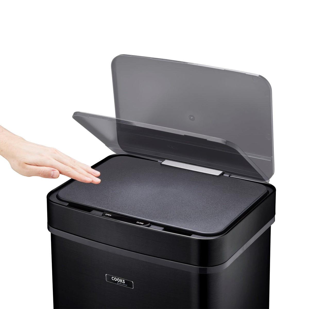 75l Sensor Recycling Bin With Food Caddy & 25 Bin Biodegradable Bags | 75L | Black