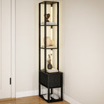 Floor Lamp With Shelves, Led Standing Lamp With Fabric Drawer | Black