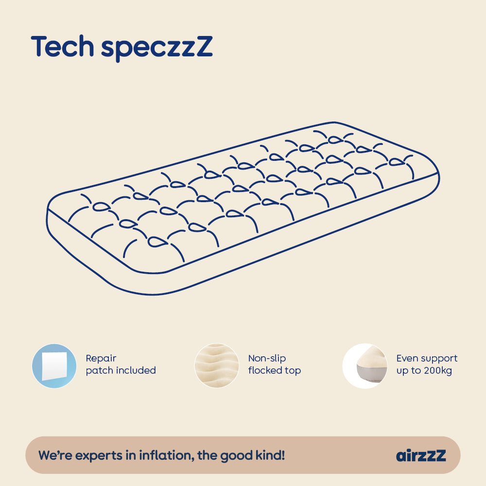 airzzZ Flocked Airbed Quick Inflation Deflation Guest Bed