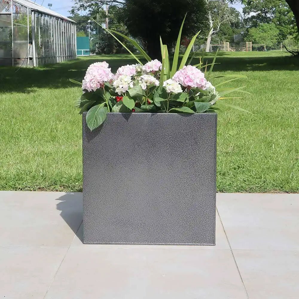 Zinc Galvanised Square Planter | 40cm x 40cm x 40cm | Silver Black