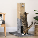 Cat Scratching Post Scratcher Climber W/ Carpet Base Hanging Toy | Gray