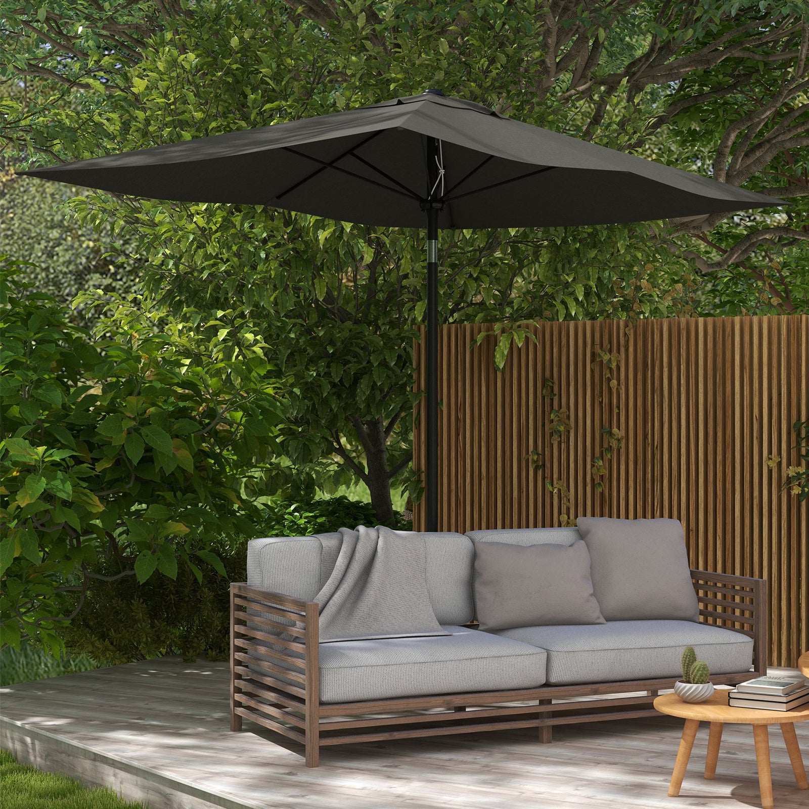 2x3m Rectangular Parasol Patio Outdoor Table Umbrella | Dark Gray