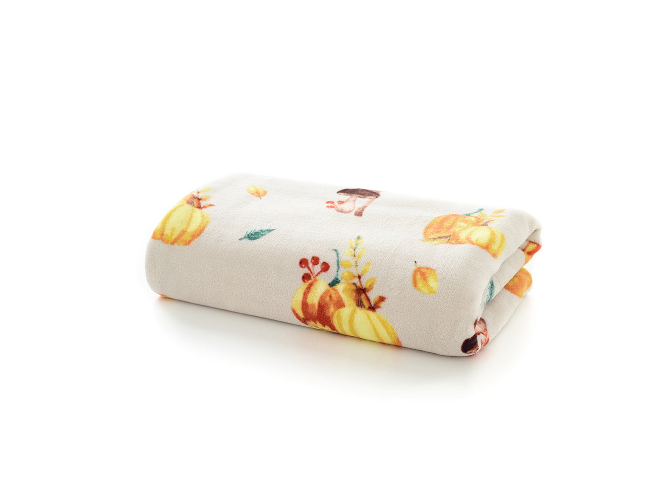 Pumpkin Party Throw Natural – Autumn Harvest Pumpkin Print Fleece Blanket 140x180cm | 140cm x 180cm | Natura