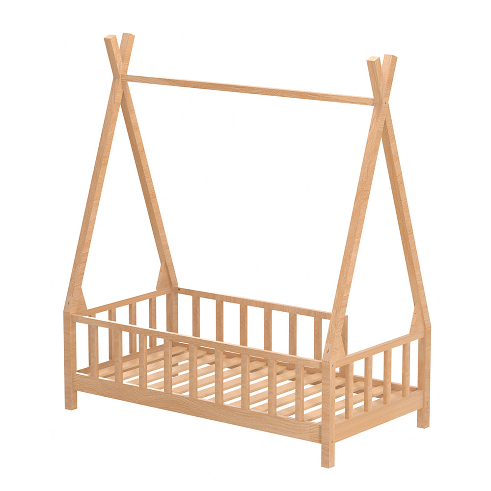 Kid’s Premium Wood House Bed Frame With Fence