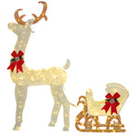 4ft Light Up Reindeer & Sleigh Christmas Decoration