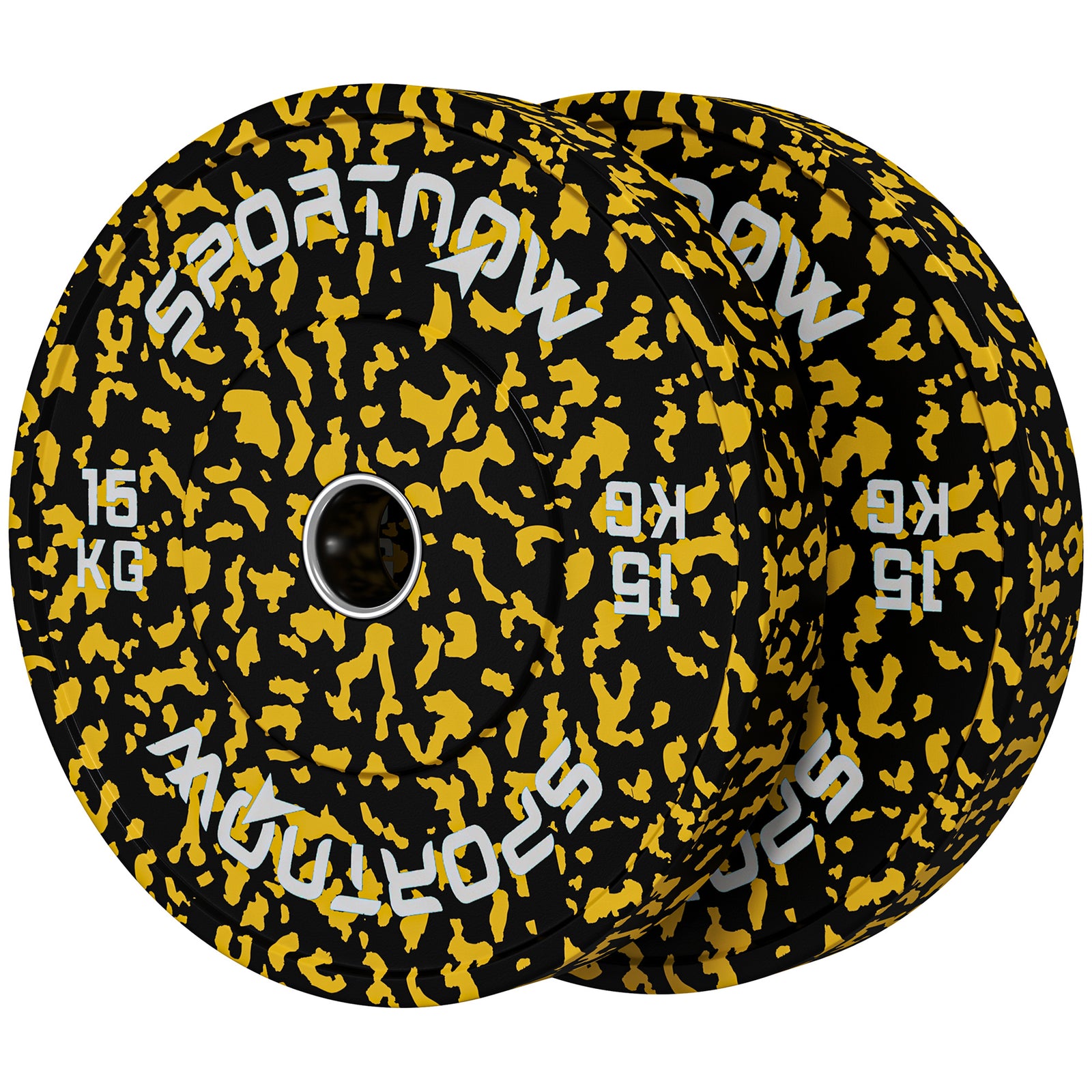 Olympic Weight Plates Set, Solid Rubber, 2x15kg, 2"/5cm Hole | Yellow