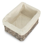 Small Wicker Grey Wash Lined Storage Tray | Small | Gray