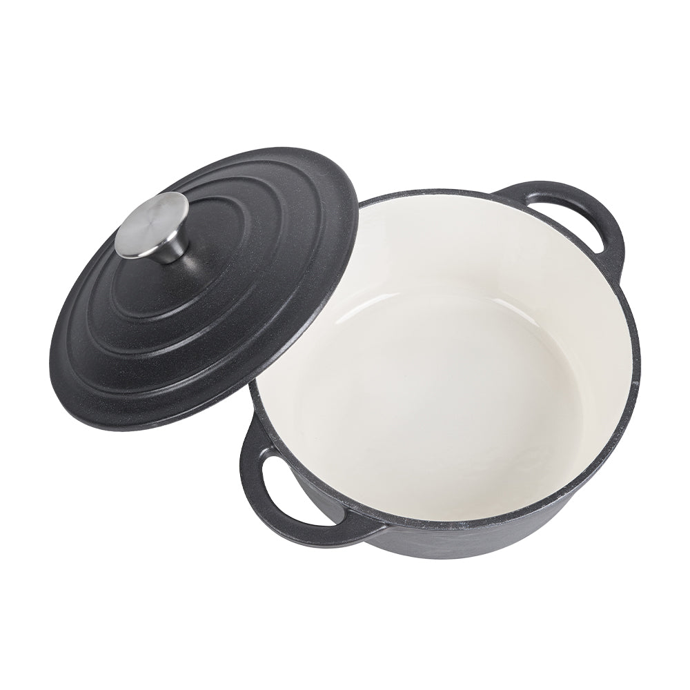 Enameled Cast Iron Dutch Oven With Lid, Heavy-duty Round Casserole Pot, Oven Safe Up To 500°f | 5l | Matte Black