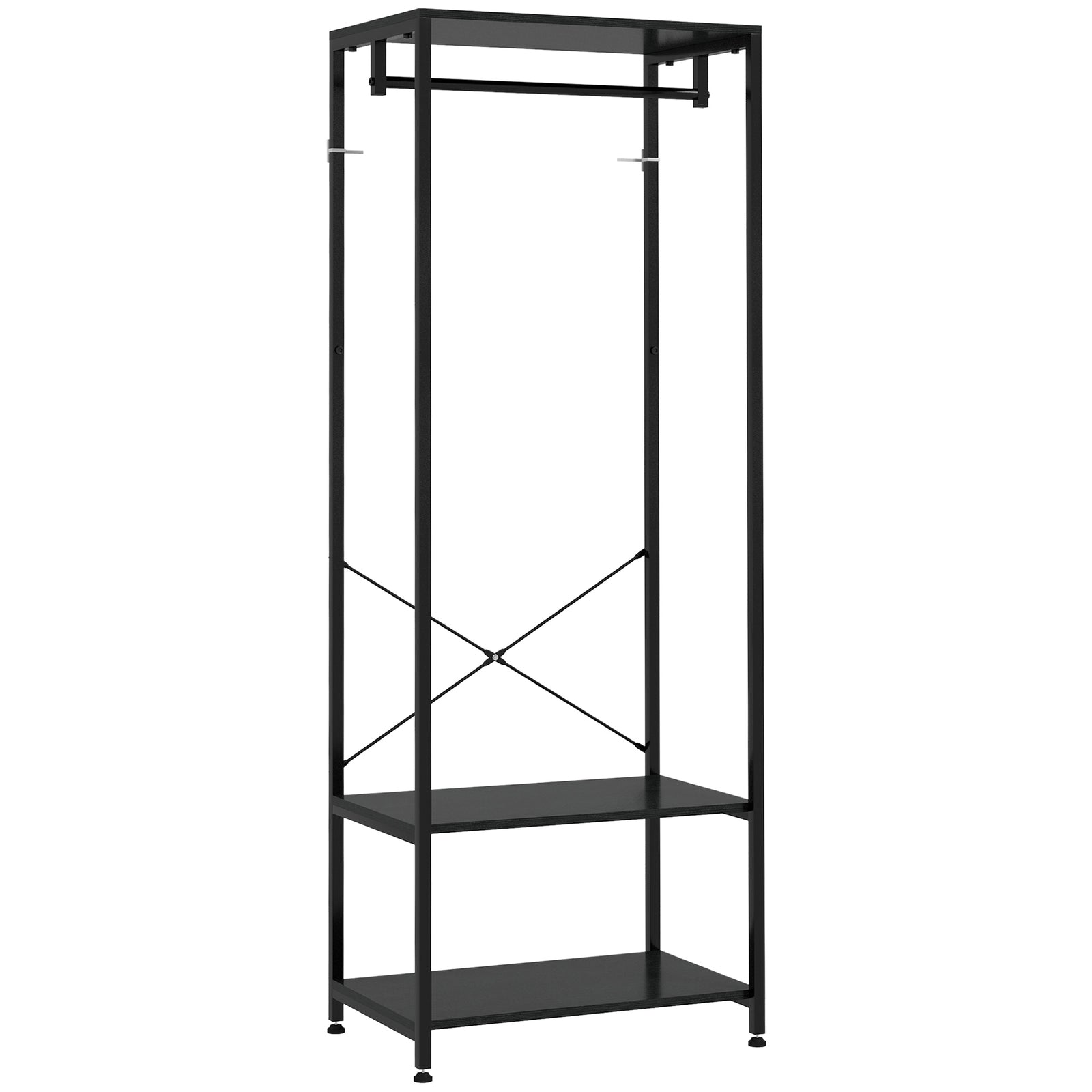 Coat Rack 2-in-1 Clothes Stand With Shoe Storage For Hallway | One Size | Black