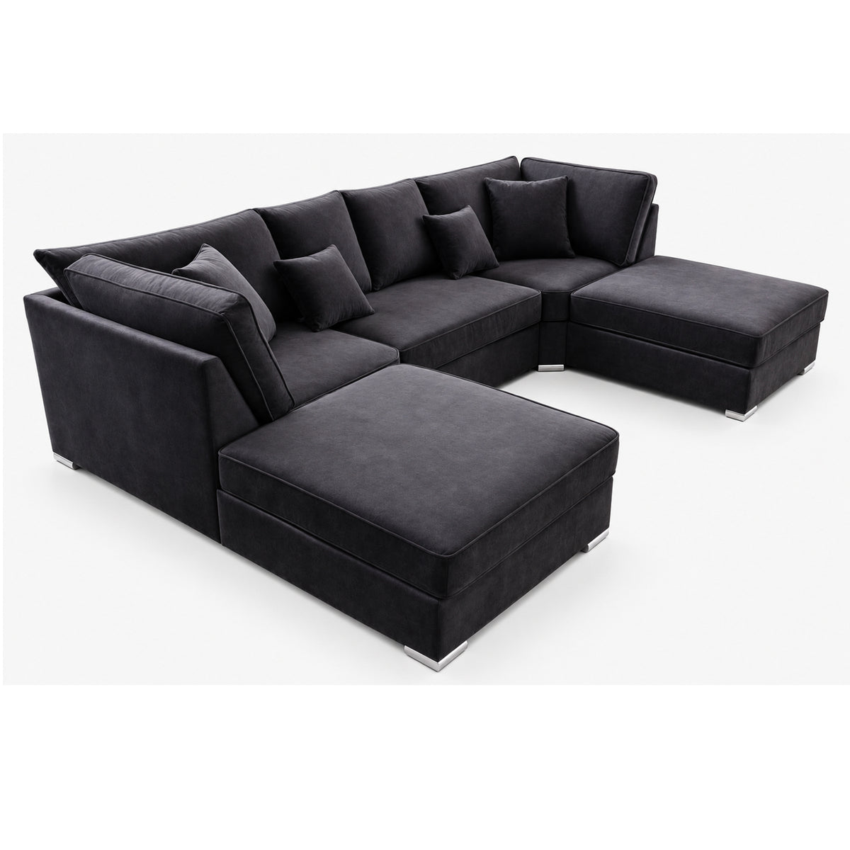 The Chelsea U-shaped Modular Corner Sofa With Deep Seat | 5 Seat | Dark Grey