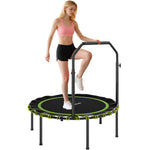 40'' Foldable Fitness Trampoline Rebounder With Handle | Green