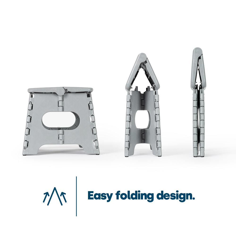 Compact Folding Step Stool With Non-slip Surface | Grey