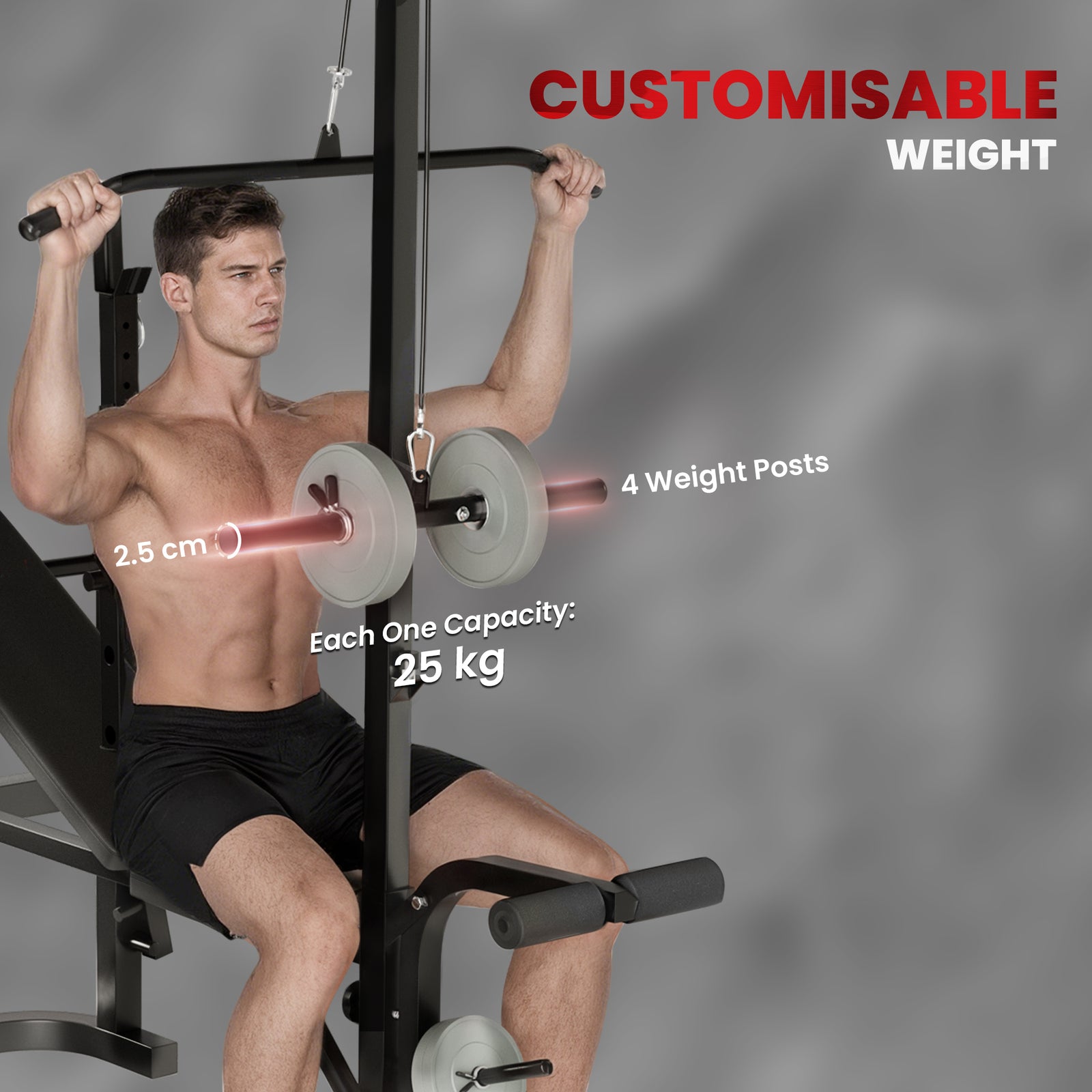 Multi-exercise Incline Or Flat Weight Bench W/ Bench Rack