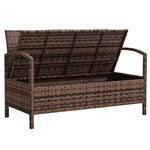 Rattan Garden Bench W/ 125l Storage, Cushioned Outdoor Bench | Brown