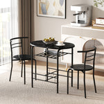 Breakfast Bar Table And Stools Set, Dining Room Set With Shelf | Black