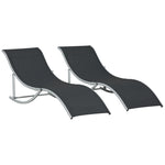 2pcs S-shaped Lounge Chair Foldable Sun Lounger | Black