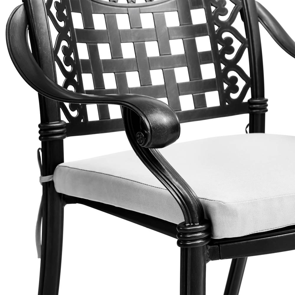 Set Of 2 Outdoor Dining Chairs With Cushions Cast Aluminium
