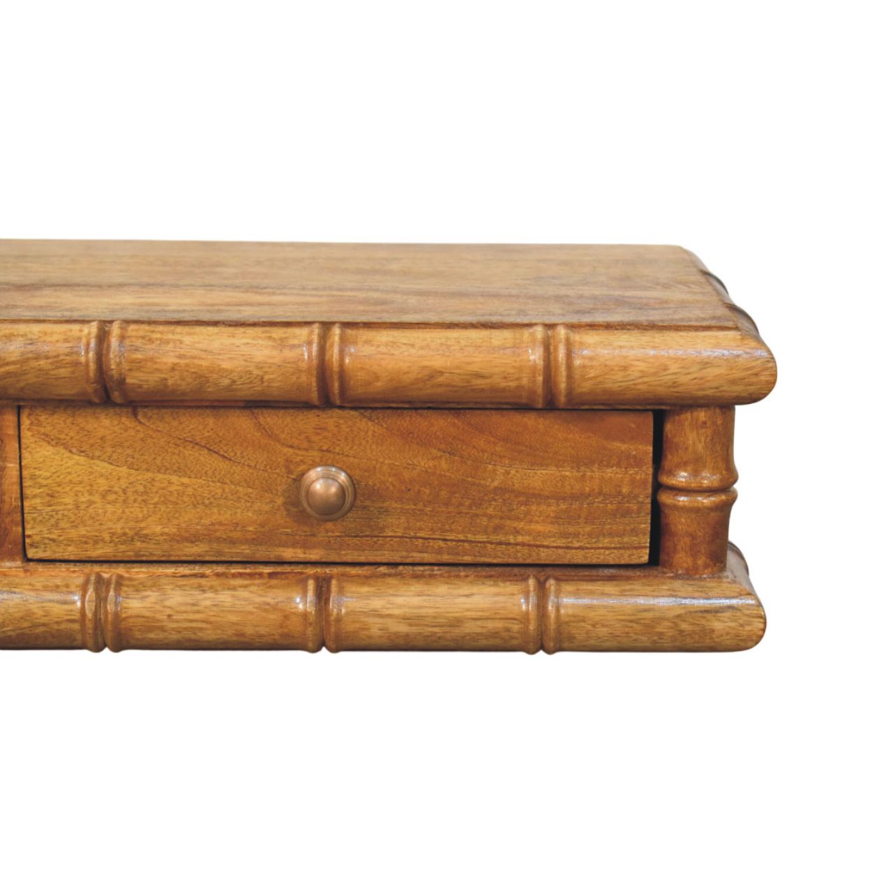 Bamboo Wall-mounted Console, 2 Drawers, Brown
