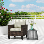 Single Rattan Chair, Garden Armchair W/ Cushions | Brown