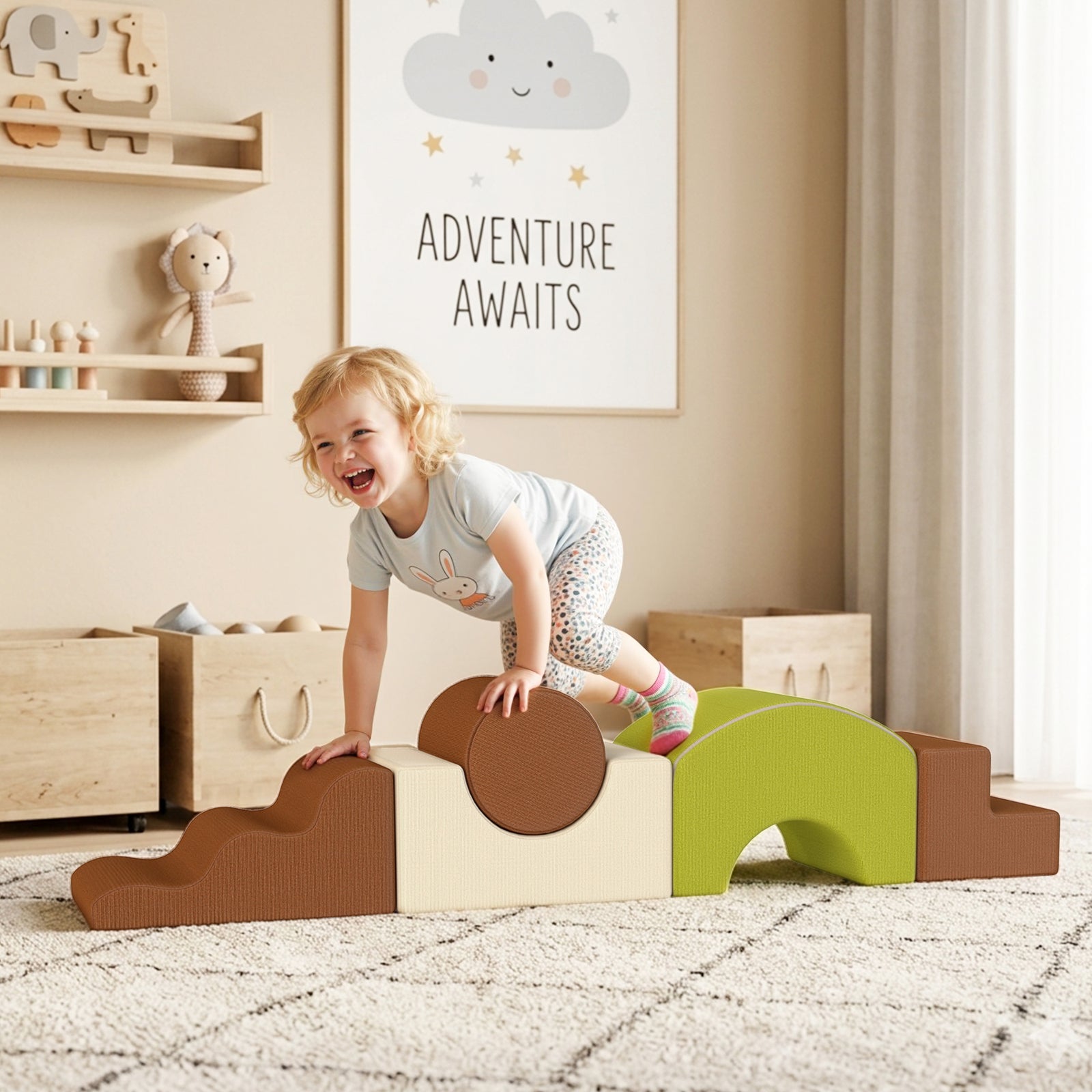AIYAPLAY Toddlers Climbing Toys, 5-piece Foam Climbing Blocks For Crawling