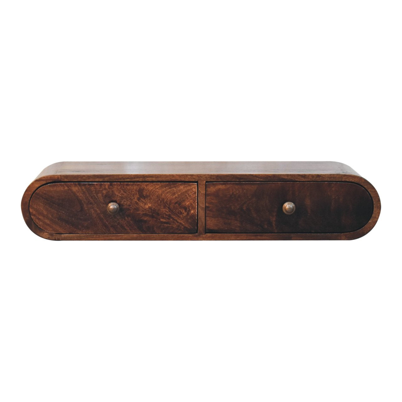 Wall Mounted California Walnut Console Table, 2 Drawers, Dark Brown