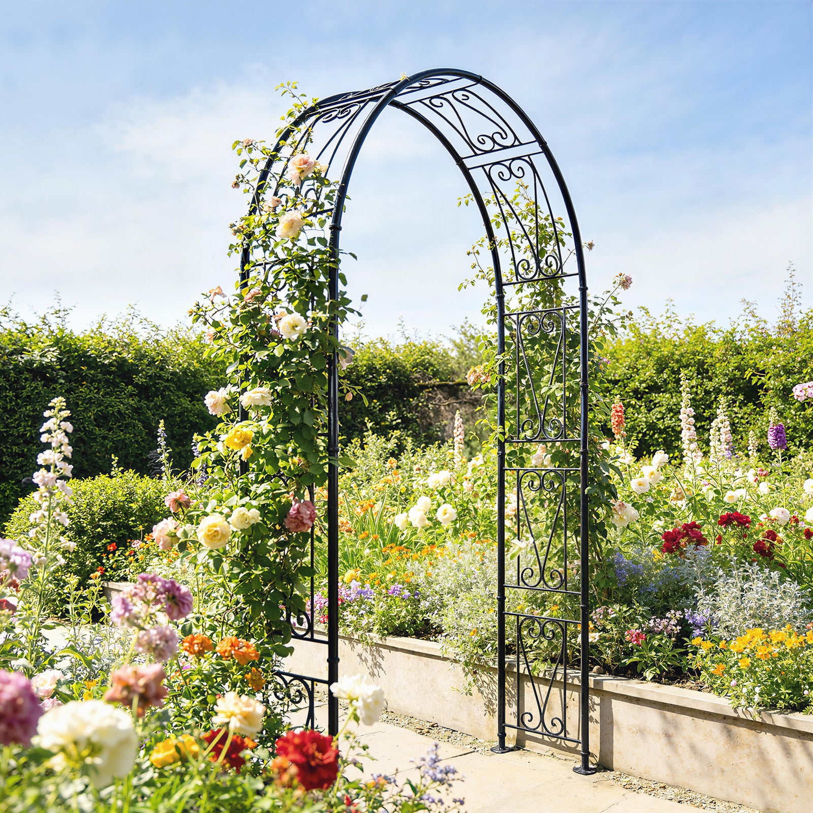 Outsunny Garden Arch, Rose Arch, Black