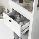 Slim Bathroom Storage Cabinet With Open Shelves And Drawer