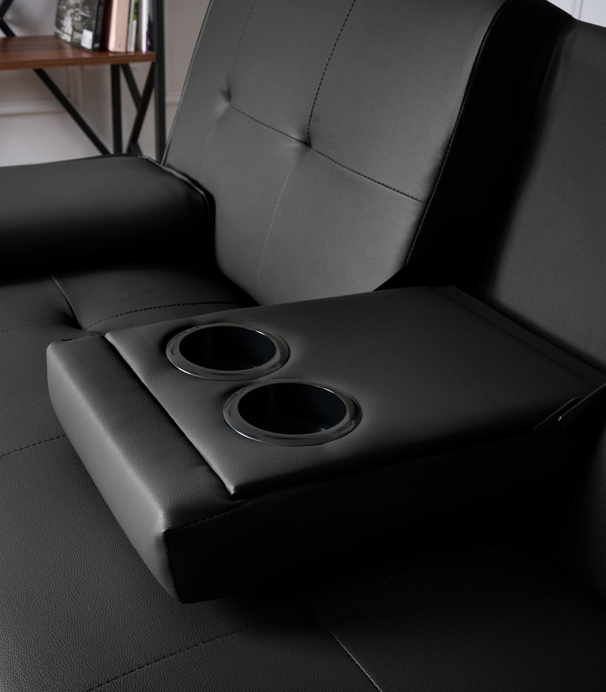 Faux Leather Click Clack Sofa Bed - 2 Seater | Black