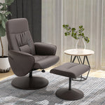Pu Leather Armchair And Footrest Swivel Recliner W/ Ottoman | One Size | Brown