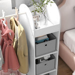 Kids Cloth Rail With Storage Shelf, Boxes, Mirror For Bedroom | White
