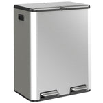 2x30l Kitchen Bin, Stainless Steel Recycling Bin | Silver