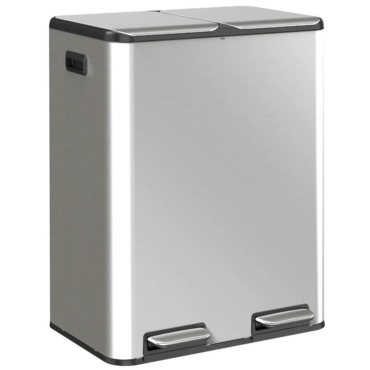 2x30l Kitchen Bin, Stainless Steel Recycling Bin | Silver