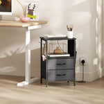 Slim Side Table With Charging Station, Bedside Table | Black