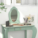 Kids Dressing Table With Mirror, Stool, Drawer, Girls Vanity Table | Green