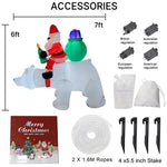1.83m H Inflatable Santa On Polar Bear – Outdoor Christmas Decoration With Animated Head, Led Lights & Air Blower