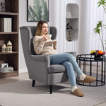 Wingback Chair, Modern Accent Chair For Living Room Bedroom | Grey