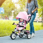 6 In 1 Kids Trike, Stroller With Parent Handle | Pink