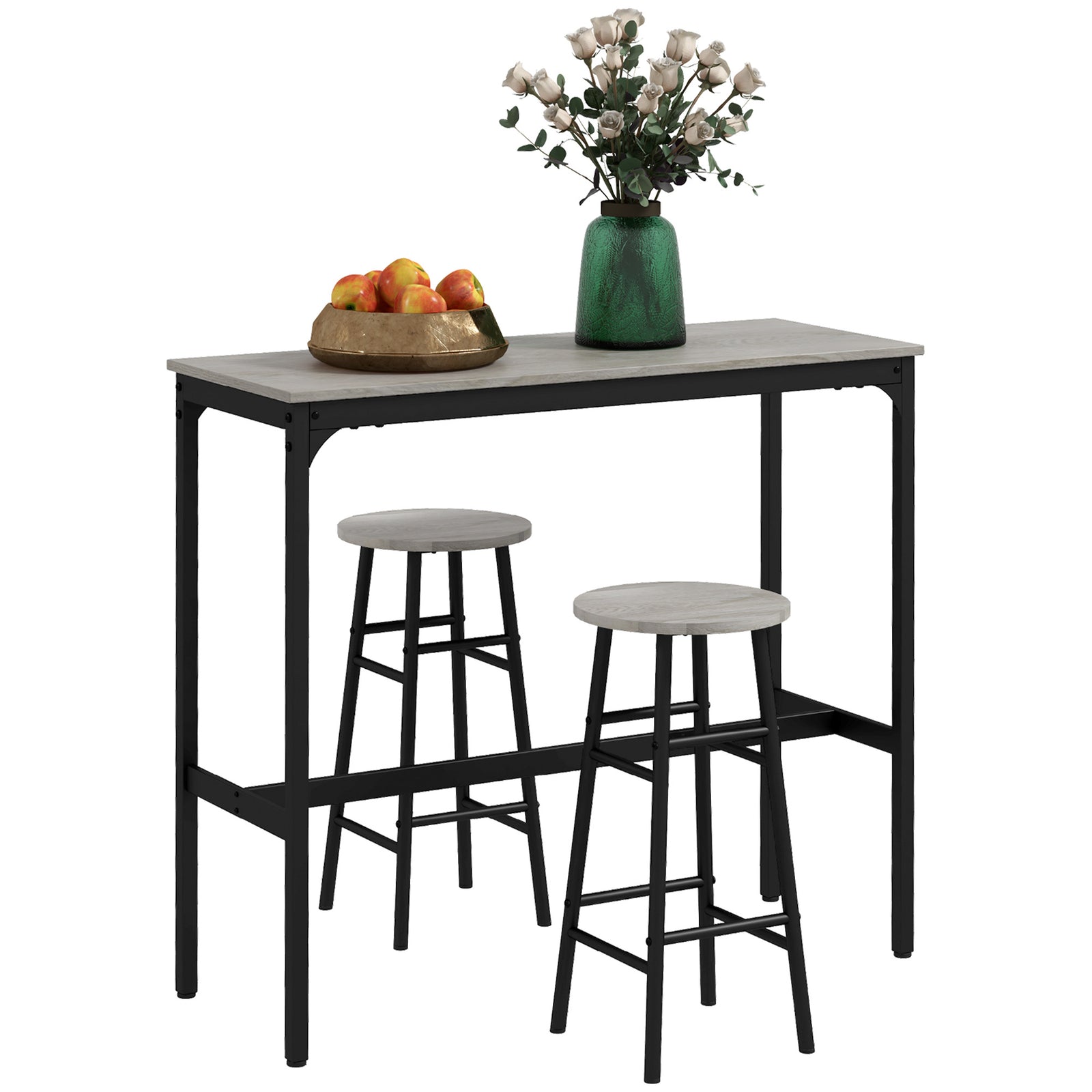 Bar Table And Stool Set Kitchen Table With 2/4 Stools | Set of 3