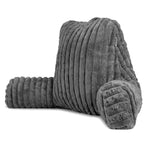 Deluxe Large Reading Pillow, Soft Ribbed Faux Fur, Shredded Memory Foam Cuddle Cuddle Cushion Backrest Arm Support | L | Grey
