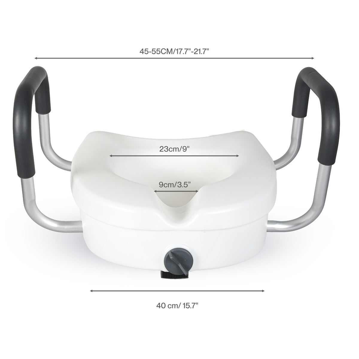 Raised Toilet Seat 12cm Riser With Adjustable Arms For Elderly Disabled | White