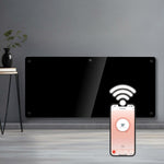 Electric Wifi Glass Radiator Panel Heater Black Wall Mounted Or Floor Standing Bathroom Safe, Timer And Thermostat | 2000w | Black