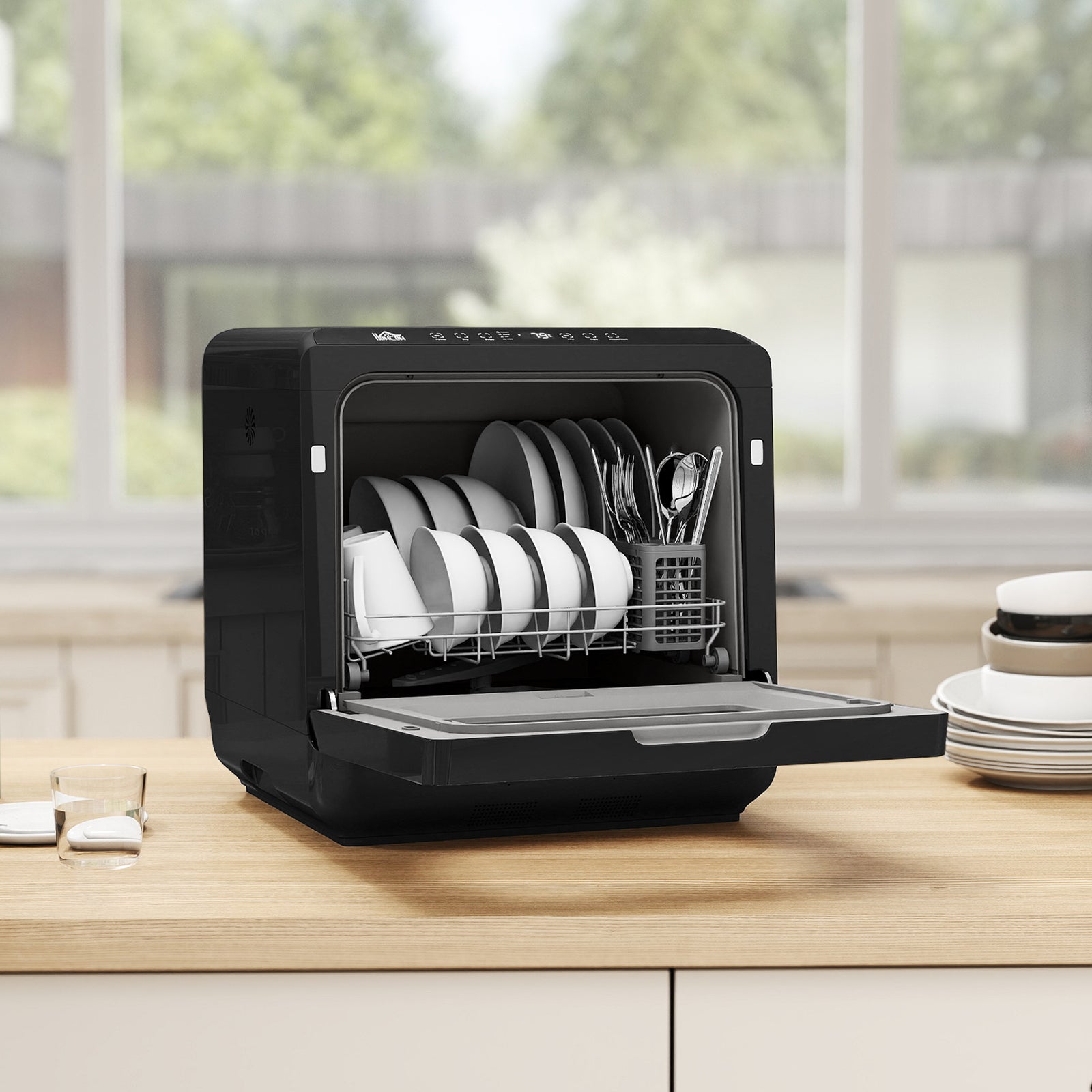 Worktop Dishwasher W/ 4 Place Settings 6 Programs, Black